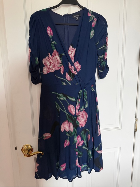 le chateau Dresses & Skirts - le chateau Navy Floral Midi Dress with Pink Blooms